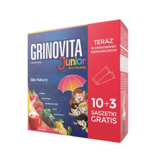 Grinovita Junior, dla dzieci od 3 lat, 10 saszetek + 3 saszetki gratis USZKODZONE OPAKOWANIE - zdjęcie produktu