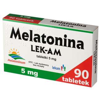 Melatonina LEK-AM 5 mg, 90 tabletek KRÓTKA DATA - zdjęcie produktu