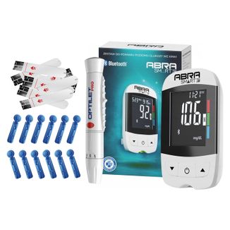 Abra Smart BT, zestaw do pomiaru glukozy we krwi, glukometr + akcesoria - zdjęcie produktu