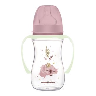 Canpol Babies EasyStart, butelka antykolkowa, szerokootworowa, Sleepy Koala, różowa, od 3 miesiąca, 240 ml - zdjęcie produktu
