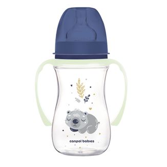Canpol Babies EasyStart, butelka antykolkowa, szerokootworowa, Sleepy Koala, niebieska, od 3 miesiąca, 240 ml - zdjęcie produktu