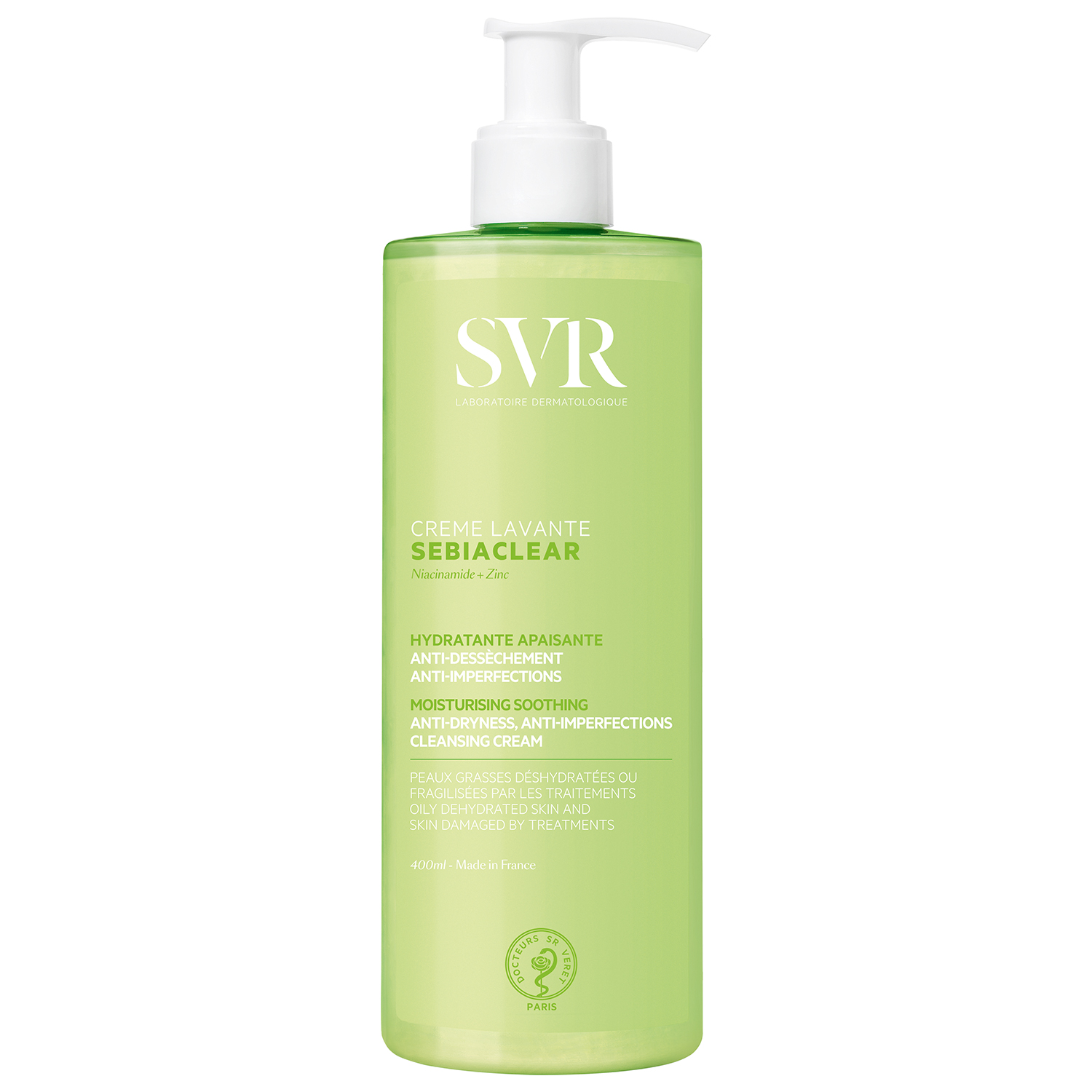 Nieznana SVR Sebiaclear Creme Lavante, beruhigende Waschcreme für zu Akne neigende Haut, 400 ml — Inhaltsstoffe und Bewertung