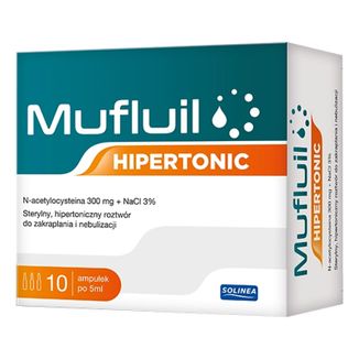 Mufluil Hipertonic, hipertoniczny roztwór do zakraplania i nebulizacji, 5 ml x 10 ampułek USZKODZONE OPAKOWANIE - zdjęcie produktu