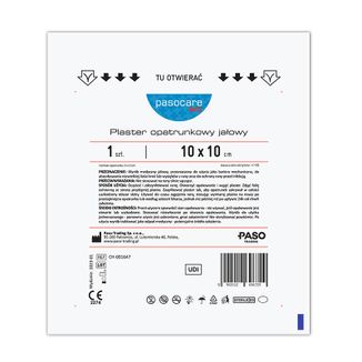 Pasocare Med, plaster opatrunkowy, jałowy, 10 cm x 10 cm, 1 sztuka Pasocare Med, plaster opatrunkowy, jałowy, 10 cm x 10 cm, 1 sztuka - zdjęcie produktu