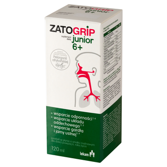 ZatoGrip Junior 6+, syrop dla dzieci, smak malinowy, 120 ml - zdjęcie produktu