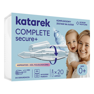 Katarek Complete Secure+, zestaw na katar, aspirator + sól fizjologiczna, 5 ml x 20 ampułek - zdjęcie produktu