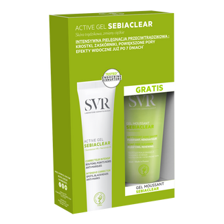 Zestaw SVR Sebiaclear Active Gel, żel przeciw niedoskonałościom skóry, 40 ml + myjący żel pianka bez mydła oczyszczający pory, 55 ml gratis - zdjęcie produktu