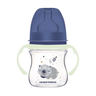 Canpol Babies EasyStart, butelka antykolkowa, szerokootworowa, Sleepy Koala, niebieska, od urodzenia, 120 ml - zdjęcie produktu