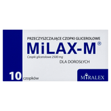Milax-M 2500 mg, czopki glicerolowe dla dorosłych, 10 sztuk USZKODZONE OPAKOWANIE Milax-M 2500 mg, czopki glicerolowe dla dorosłych, 10 sztuk USZKODZONE OPAKOWANIE - miniaturka zdjęcia produktu