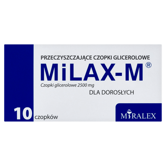 Milax-M 2500 mg, czopki glicerolowe dla dorosłych, 10 sztuk USZKODZONE OPAKOWANIE - zdjęcie produktu