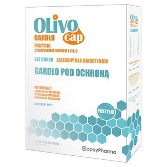 Olivocap Gardło, pastylki z propolisem, miodem i vit. C, bez cukru, 16 pastylek do ssania - zdjęcie produktu