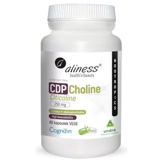 Aliness CDP Choline (Citicoline) 250 mg, cholina, 60 kapsułek vege - zdjęcie produktu