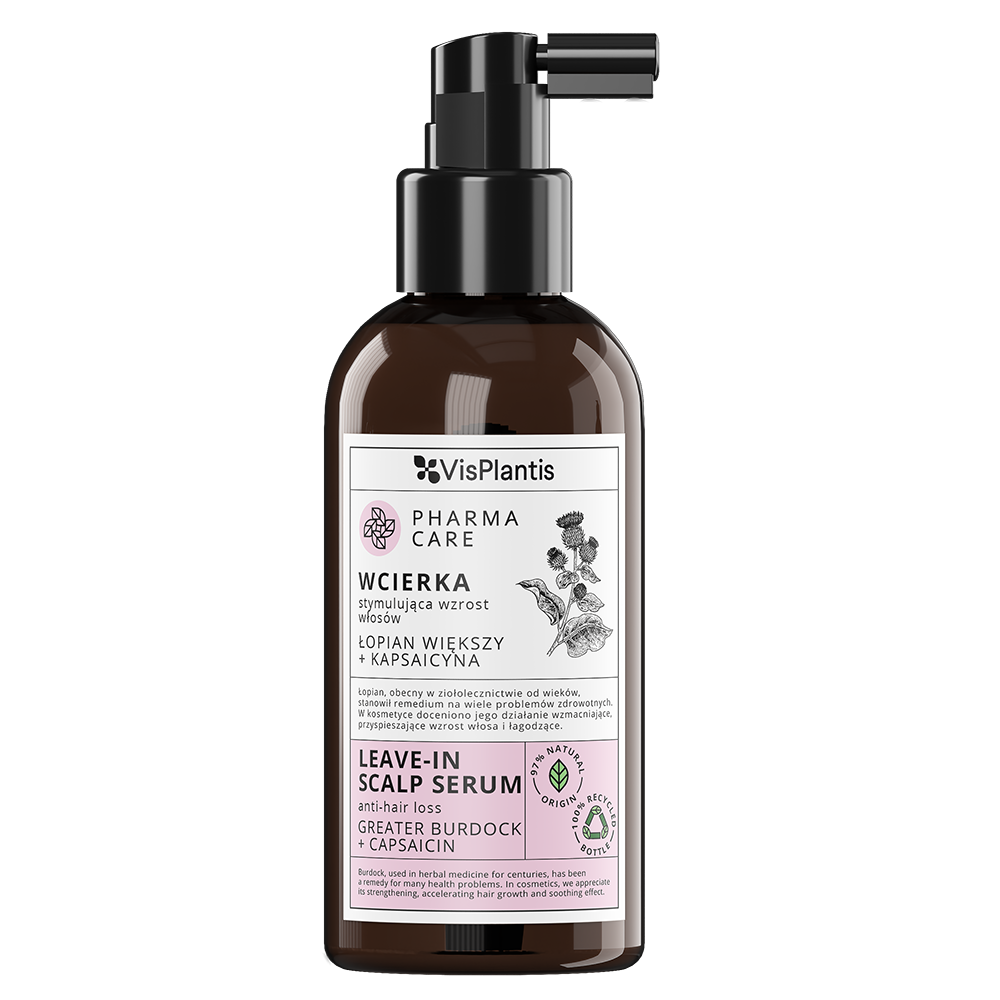Vis Plantis Vis Plantis Pharma Care, wcierka do włosów wypadających, łopian większy + kapsaicyna, 150 ml — Składniki i ocena