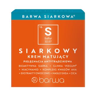 Barwa Siarkowa, siarkowy krem matujący, 50 ml USZKODZONE OPAKOWANIE Barwa Siarkowa, siarkowy krem matujący, 50 ml USZKODZONE OPAKOWANIE - zdjęcie produktu