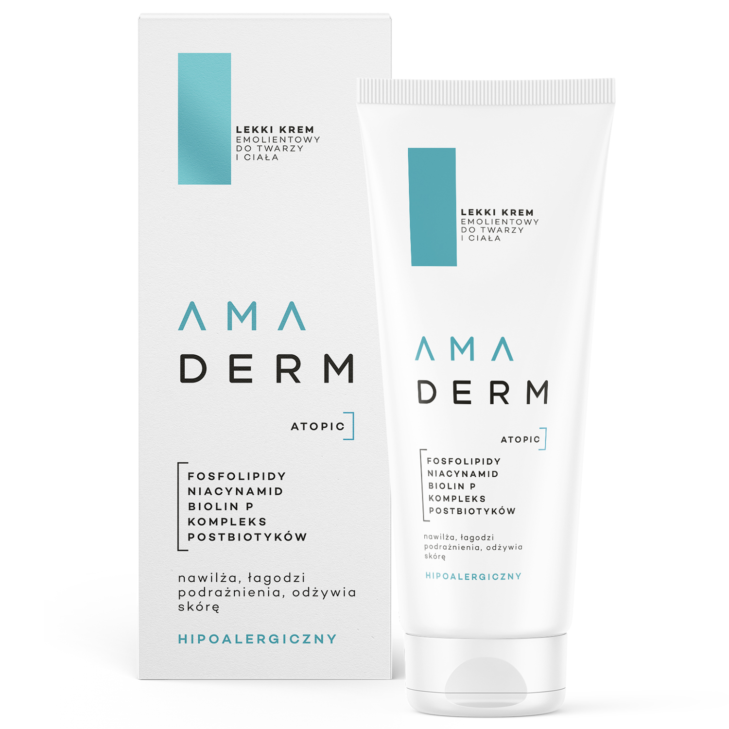 Amaderm Amaderm Atopic, lekki krem emolientowy do twarzy i ciała, 200 ml