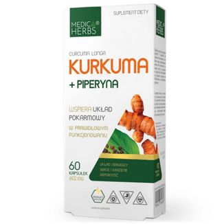Medica Herbs Kurkuma + Piperyna, 60 kapsułek Medica Herbs Kurkuma + Piperyna, 60 kapsułek - zdjęcie produktu