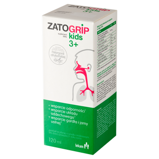 Zatogrip Kids 3+, syrop dla dzieci, smak malinowy, 120 ml KRÓTKA DATA - zdjęcie produktu