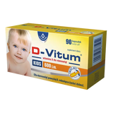 D-Vitum Kids 600 j.m., witamina D dla niemowląt powyżej 6 miesiąca i dzieci, 90 kapsułek twist-off - miniaturka zdjęcia produktu