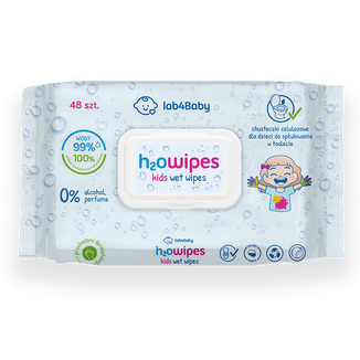 Lab4baby H2O Wipes Baby, chusteczki nawilżane wodą, od urodzenia, 48 sztuk - zdjęcie produktu