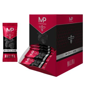 Miody Polskie Sok & Miód, malina, stick, 100 x 6 g - zdjęcie produktu