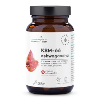 Aura Herbals Ashwagandha KSM-66 Korzeń 200 mg, 120 kapsułek - zdjęcie produktu