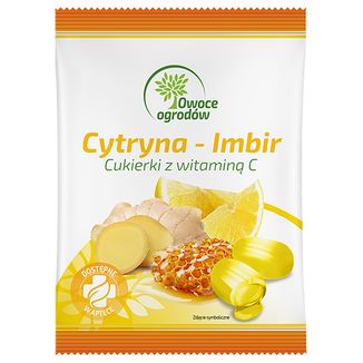 Owoce Ogrodów Cytryna-imbir, cukierki z witaminą C, 50 g KRÓTKA DATA - zdjęcie produktu