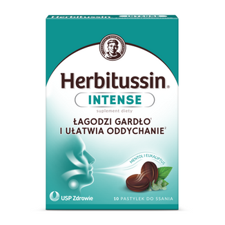 Herbitussin Intense, 10 pastylek do ssania KRÓTKA DATA - zdjęcie produktu
