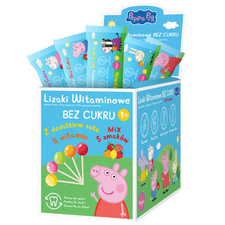 Lizaki Witaminowe Bez Cukru Świnka Peppa, różne smaki, od 3 lat, 50 x 8 g USZKODZONE OPAKOWANIE - zdjęcie produktu