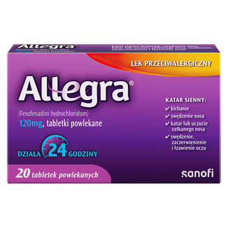 Allegra 120 mg, 20 tabletek powlekanych - zdjęcie produktu