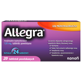 Allegra 120 mg, 20 tabletek powlekanych - zdjęcie produktu