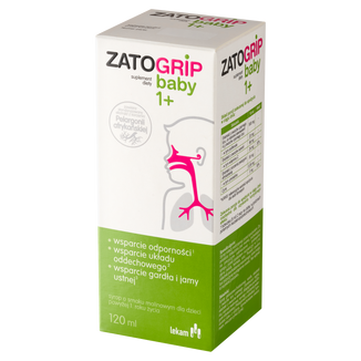 ZatoGrip Baby 1+, syrop dla dzieci, smak malinowy, 120 ml - zdjęcie produktu