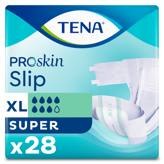 Tena Slip ProSkin, pieluchomajtki, rozmiar XL, 120-160 cm, Super, 28 sztuk - zdjęcie produktu