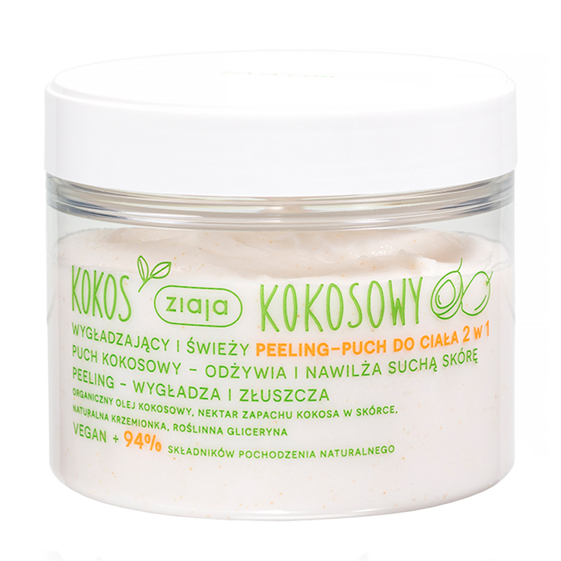 Nieznana Ziaja Kokos Kokosowy, wygładzający i świeży peeling-puch do ciała 2w1, 270 ml — Składniki i ocena