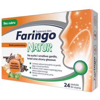 FaringoNatur, pastylki do ssania, smak pomarańczowy, 24 sztuki KRÓTKA DATA - zdjęcie produktu