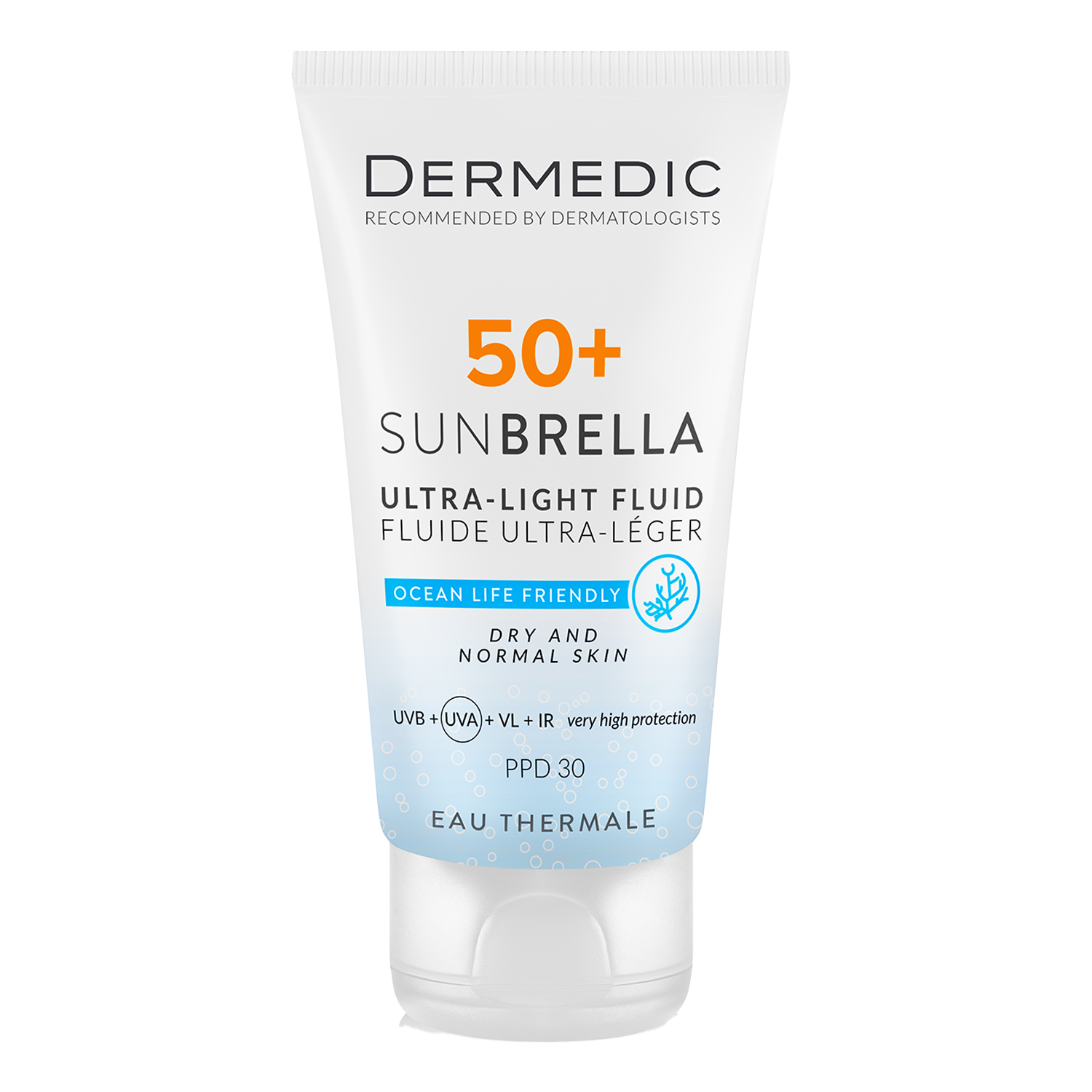 Dermedic Dermedic Sunbrella, ultraleicht Schutzcreme für das Gesicht, trockene Haut und normal, SPF 50+, 40 ml — Inhaltsstoffe und Bewertung