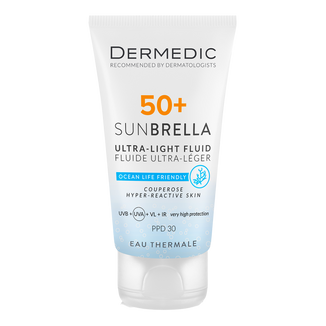 Dermedic Sunbrella, ultralekki krem ochronny do twarzy, skóra nadreaktywna i naczynkowa, SPF 50+, 40 ml - zdjęcie produktu