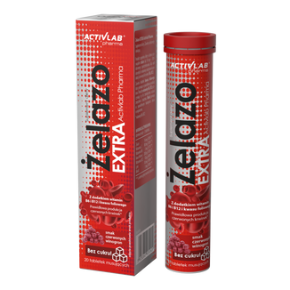 Activlab Pharma Żelazo Extra, bez cukru, smak czerwonych winogron, 20 tabletek musujących Activlab Pharma Żelazo Extra, bez cukru, smak czerwonych winogron, 20 tabletek musujących - zdjęcie produktu