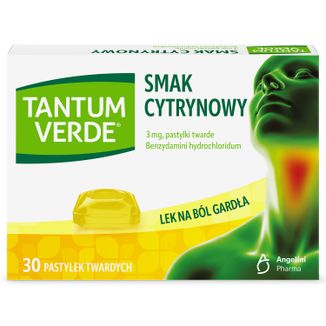 Tantum Verde 3 mg, smak cytrynowy, 30 pastylek twardych - zdjęcie produktu