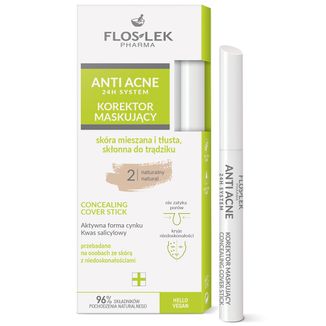 Floslek Pharma Anti Acne 24h System, korektor maskujący, 2 naturalny, 1 sztuka - zdjęcie produktu