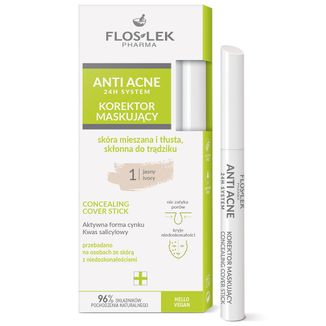 Floslek Pharma Anti Acne 24h System, korektor maskujący, 1 jasny, 1 sztuka - zdjęcie produktu