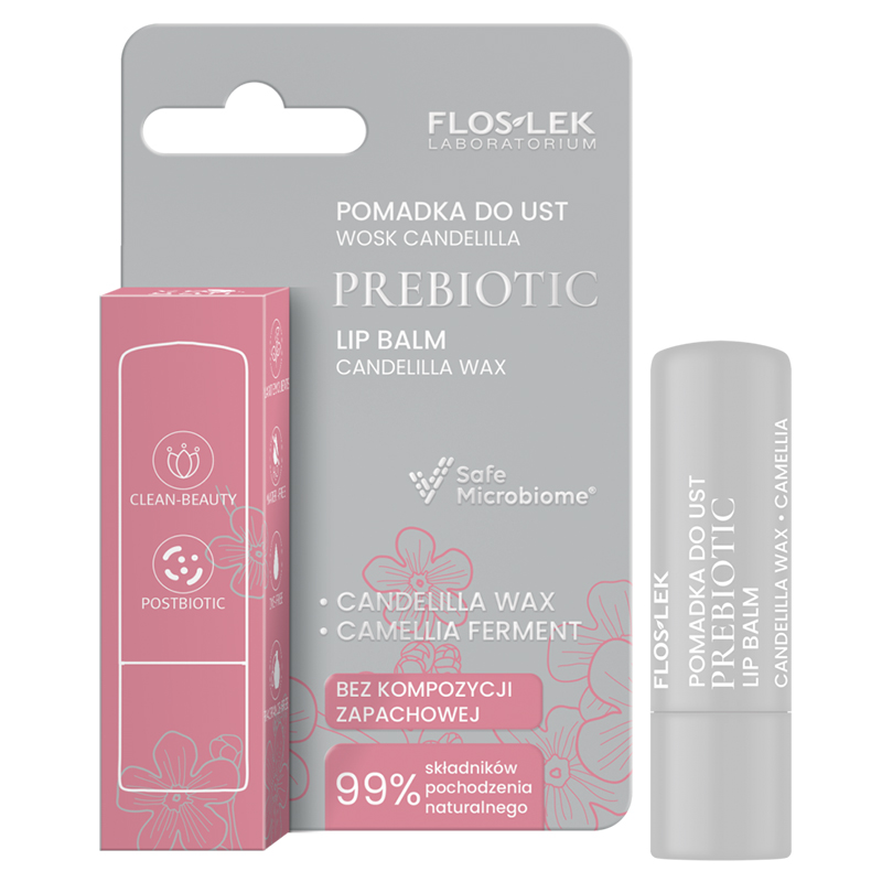 Flos-Lek Laboratorium Floslek Laboratorium Prebiotic, pomadka do ust, wosk candelilla, 4 g