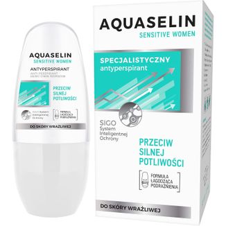 Aquaselin Sensitive Women, specjalistyczny antyperspirant przeciw silnej potliwości, roll-on, 50 ml - zdjęcie produktu