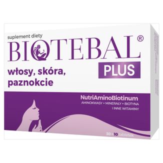 Biotebal Plus Włosy Skóra Paznokcie, 30 tabletek + 10 tabletek gratis - zdjęcie produktu