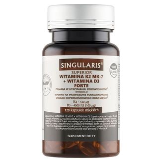 Singularis Superior Witamina K2 MK7 + Witamina D3 Forte, 120 kapsułek - zdjęcie produktu