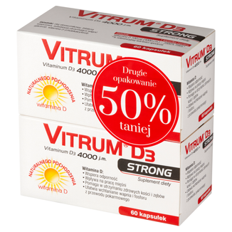 Vitrum D3 Strong, witamina D 4000 j.m., 2 x 60 kapsułek USZKODZONE OPAKOWANIE - zdjęcie produktu