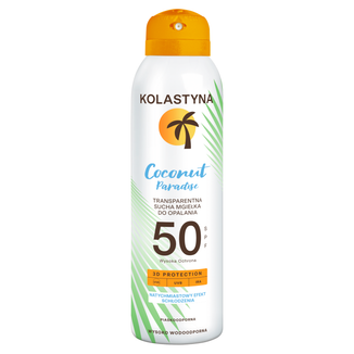 Kolastyna Coconut Paradise, transparentna sucha mgiełka do opalania, SPF 50, 150 ml - zdjęcie produktu