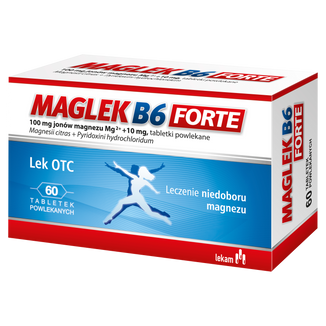 Maglek B6 Forte 100 mg+10 mg, 60 tabletek powlekanych USZKODZONE OPAKOWANIE - zdjęcie produktu
