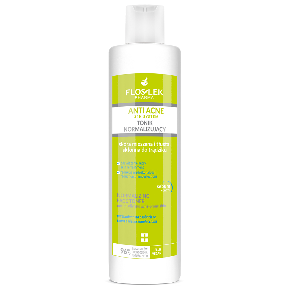 Flos-Lek Pharma Floslek Pharma Anti Acne 24h System, Tonikum normalisierend, 225 ml — Inhaltsstoffe und Bewertung