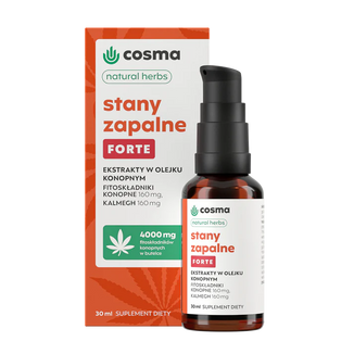 Cosma Cannabis Natural Herbs Stany Zapalne Forte, ekstrakty w olejku konopnym, krople, 30 ml USZKODZONE OPAKOWANIE - zdjęcie produktu