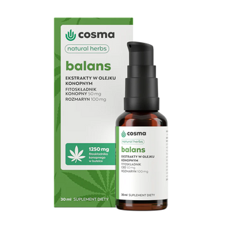 Cosma Cannabis Natural Herbs Balans, ekstrakty w olejku konopnym, krople, 30 ml - zdjęcie produktu